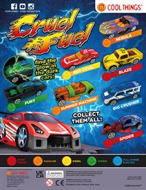 CRUEL FUEL METAL CARS - BLISTER CARD + VERTICAL DISPLAY