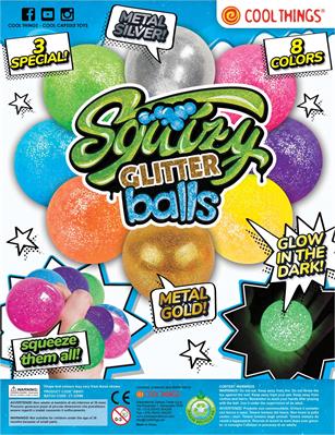 SQUIZY BALL GLITTER BALLS - 65MM CAPS